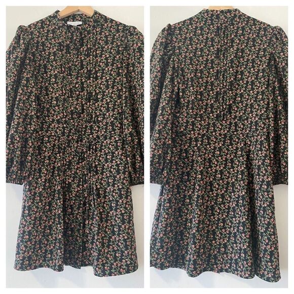 TOPSHOP PINTUCK FLORAL MINI SHIRT DRESS - Picture 3 of 10